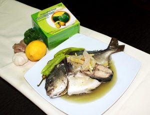 Fish Paksiw with Wheatgrass Lemon Sauce