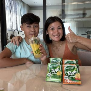 Camille Pratts and son for Tang